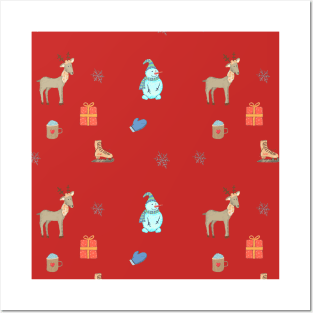 Christmas Winter Holiday Pattern Posters and Art